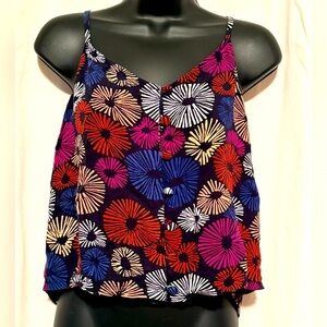 Loft SLEEP Button Front Tank Multicolor Sleep Shirt Womens Sz S